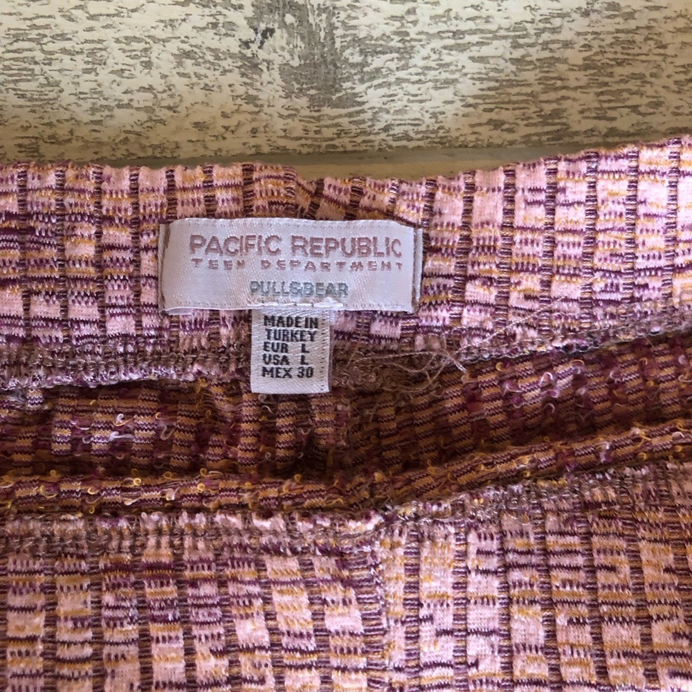 PULL AND BEAR Teen Large‎ Wide Flare Bell Botttom Ribbed Pants Multicolor Retro - Picture 6 of 10